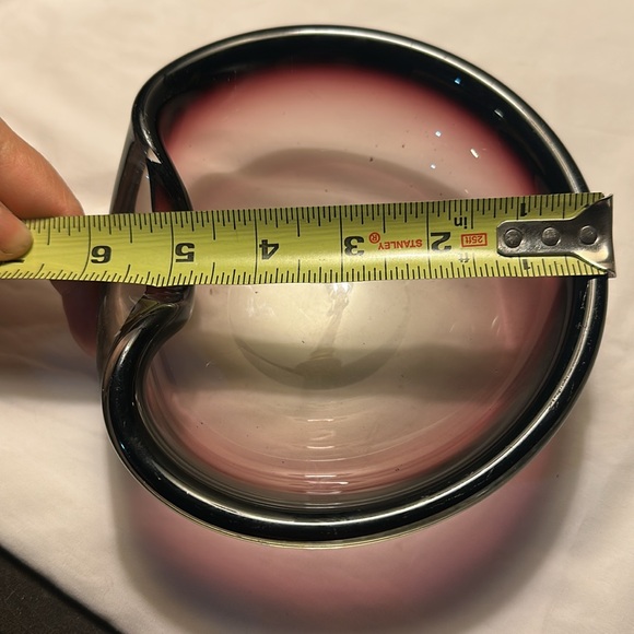 Elegant Murano Glass Art Bowl - Black and Pink - Picture 8 of 10